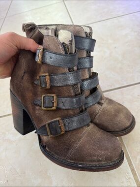 Freebird Brown Suede Buckle Ankle Boot - Women